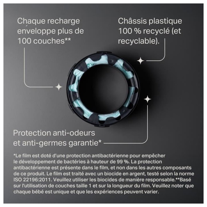 TOMMEE TIPPEE - Recharges pour poubelles a couches - Twist & Click - Film multicouche antibactérien - Pack de 12 TOMMEE TIPPEE - Recharges pour poubelles a couches - Twist & Click - Film multicouche antibactérien - Pack de 12