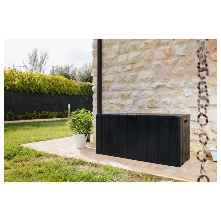 Coffre de jardin - En résine - MULTIBOX BRAVO - Gris anthracite - 270L - 117,5x45x56 cm Coffre de jardin - En résine - MULTIBOX BRAVO - Gris anthracite - 270L - 117,5x45x56 cm