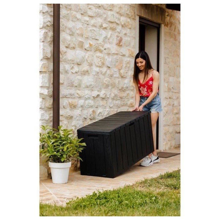 Coffre de jardin - En résine - MULTIBOX BRAVO - Gris anthracite - 270L - 117,5x45x56 cm Coffre de jardin - En résine - MULTIBOX BRAVO - Gris anthracite - 270L - 117,5x45x56 cm