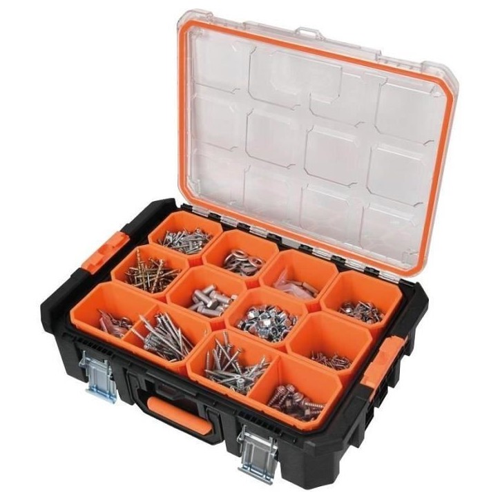 Mallette organiseur - TOOD - 12 godets amovibles - Couvercle transparent - 53x37x13 cm Mallette organiseur - TOOD - 12 godets amovibles - Couvercle transparent - 53x37x13 cm