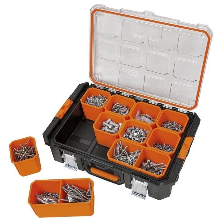 Mallette organiseur - TOOD - 12 godets amovibles - Couvercle transparent - 53x37x13 cm Mallette organiseur - TOOD - 12 godets amovibles - Couvercle transparent - 53x37x13 cm
