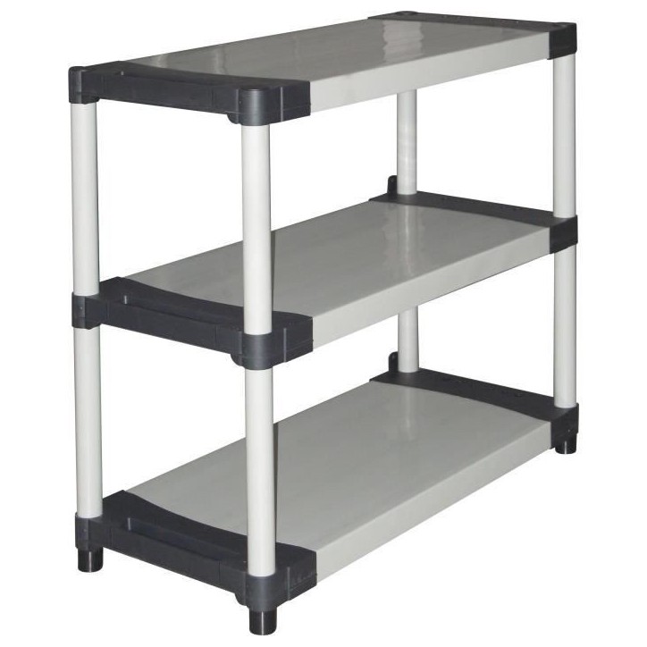 Étagere plastique - TOOD - 3 tablettes - Charge 80 kg par tablette - 80x40x85 cm - Noir/gris Étagere plastique - TOOD - 3 tablettes - Charge 80 kg par tablette - 80x40x85 cm - Noir/gris