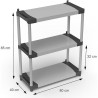 Étagere plastique - TOOD - 3 tablettes - Charge 80 kg par tablette -