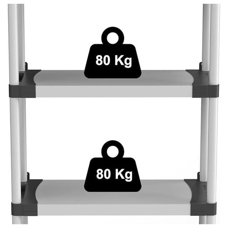 Étagere plastique - TOOD - 3 tablettes - Charge 80 kg par tablette - 80x40x85 cm - Noir/gris Étagere plastique - TOOD - 3 tablettes - Charge 80 kg par tablette - 80x40x85 cm - Noir/gris