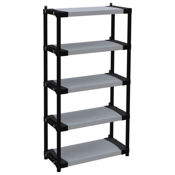 Étagere plastique - TOOD - 5 tablettes - Charge 80 kg - 80x40x171 cm - Noir/gris Étagere plastique - TOOD - 5 tablettes - Charge 80 kg - 80x40x171 cm - Noir/gris