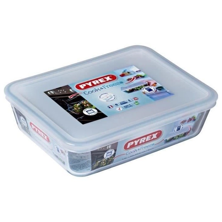 Boîte de conservation rectangulaire - PYREX - 1451005 - Couvercle en plastique - Verre borosilicate - 22 x 17 cm Boîte de conservation rectangulaire - PYREX - 1451005 - Couvercle en plastique - Verre borosilicate - 22 x 17 cm