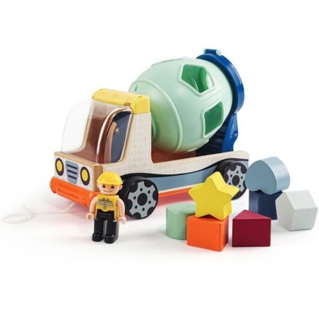 Véhicule de chantier, jeu éducatif pour le tri des couleurs et des f
