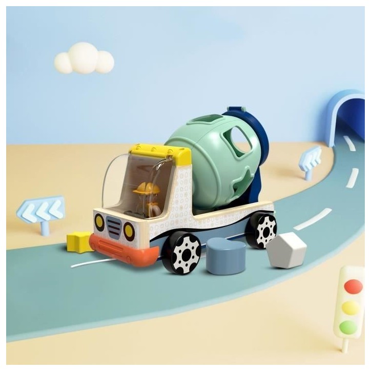 Véhicule de chantier, jeu éducatif pour le tri des couleurs et des formes, Des 2 ans, TOP BRIGHT