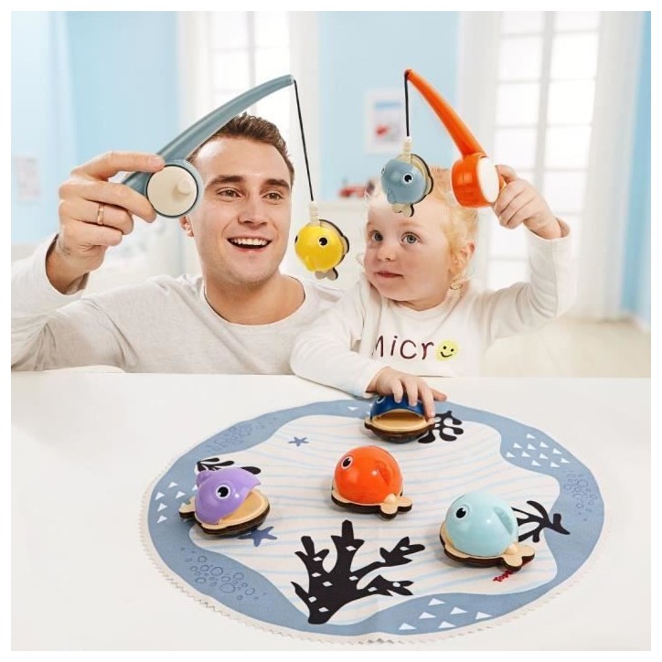 Attrape les Poissons, jeu éducatif, 6 poissons magnétiques, 2 cannes a peche, tapis en tissu, Pour enfant des 2 ans, TOP BRIGH Attrape les Poissons, jeu éducatif, 6 poissons magnétiques, 2 cannes a peche, tapis en tissu, Pour enfant des 2 ans, TOP BRIGH