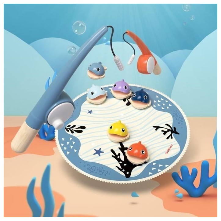 Attrape les Poissons, jeu éducatif, 6 poissons magnétiques, 2 cannes a peche, tapis en tissu, Pour enfant des 2 ans, TOP BRIGH Attrape les Poissons, jeu éducatif, 6 poissons magnétiques, 2 cannes a peche, tapis en tissu, Pour enfant des 2 ans, TOP BRIGH