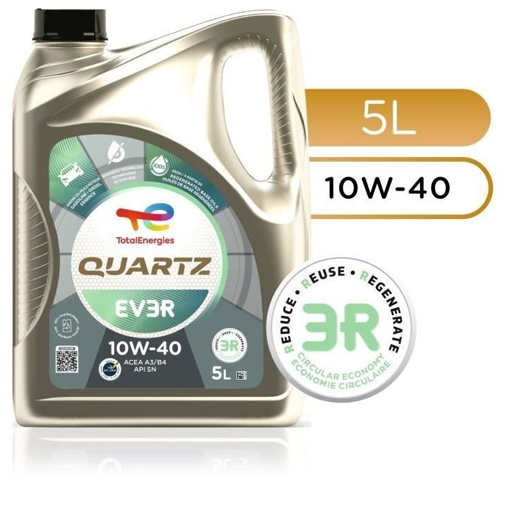 Huile moteur - TOTALENERGIES - Quartz EV3R 10W-40 - 5L Huile moteur - TOTALENERGIES - Quartz EV3R 10W-40 - 5L