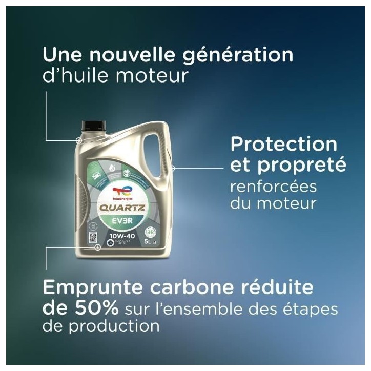 Huile moteur - TOTALENERGIES - Quartz EV3R 10W-40 - 5L Huile moteur - TOTALENERGIES - Quartz EV3R 10W-40 - 5L