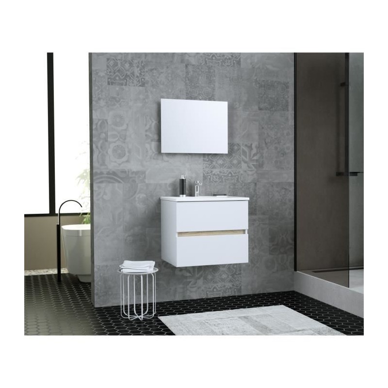 TOTEM Salle de bain 60cm - 2 tiroirs fermetures ralenties - simple vas TOTEM Salle de bain 60cm - 2 tiroirs fermetures ralenties - simple vas