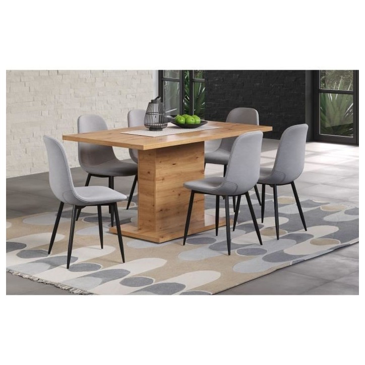 Table a manger fixe FOLLOW 6 personnes - Mélamine chene artisan - L160 x P80 x H76 cm - TRENDTEAM Table a manger fixe FOLLOW 6 personnes - Mélamine chene artisan - L160 x P80 x H76 cm - TRENDTEAM