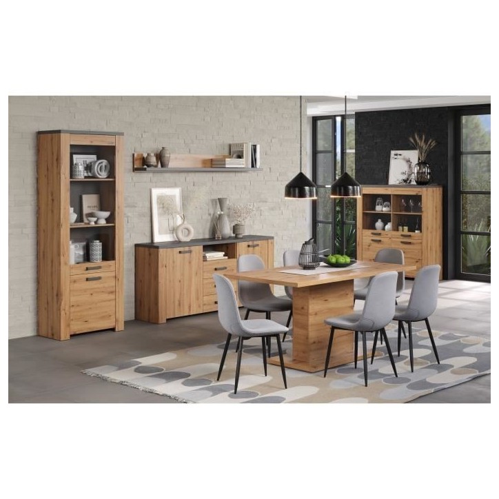 Table a manger fixe FOLLOW 6 personnes - Mélamine chene artisan - L160 x P80 x H76 cm - TRENDTEAM Table a manger fixe FOLLOW 6 personnes - Mélamine chene artisan - L160 x P80 x H76 cm - TRENDTEAM