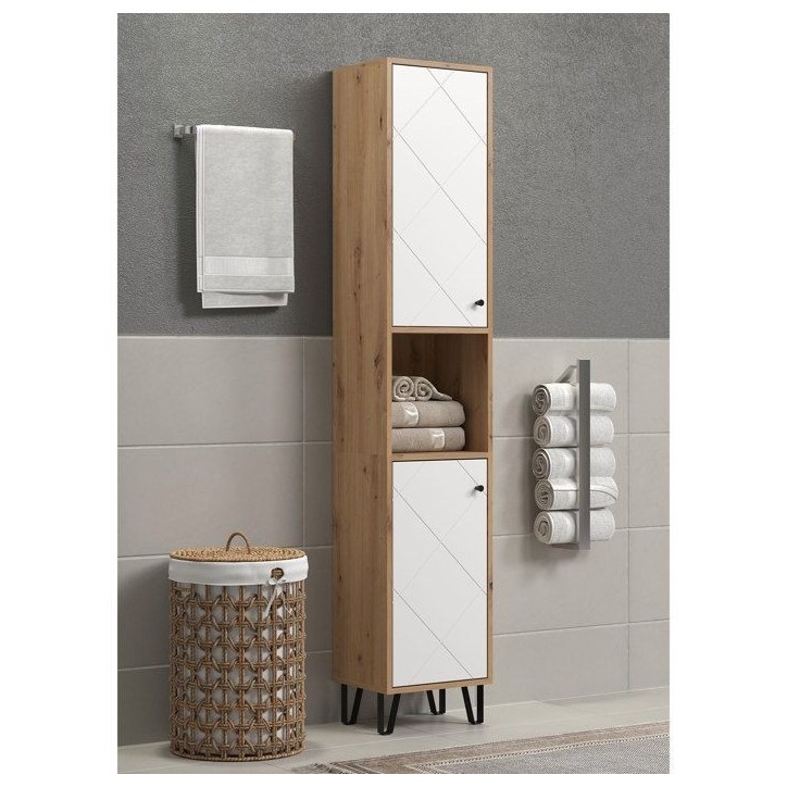 Armoire haute - TRENDTEAM - Série Touch - Blanc/Brun - 36 cm - 191 cm de hauteur