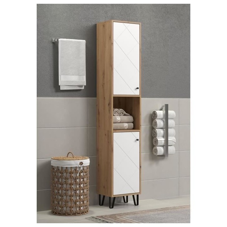 Armoire haute - TRENDTEAM - Série Touch - Blanc/Brun - 36 cm - 191 cm de hauteur
