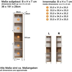 Armoire haute - TRENDTEAM - Série Touch - Blanc/Brun - 36 cm - 191 cm