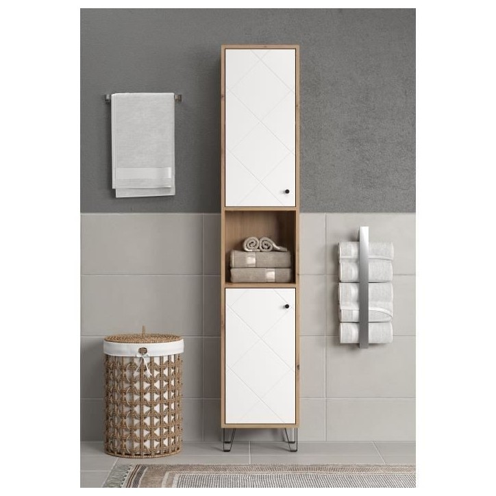 Armoire haute - TRENDTEAM - Série Touch - Blanc/Brun - 36 cm - 191 cm de hauteur