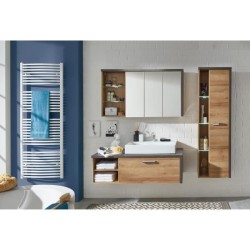 Ensemble meubles salle de bain vasque + colonne + miroir armoire - L18