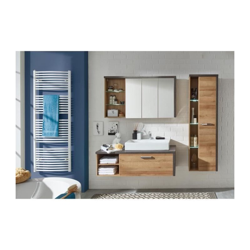 Ensemble meubles salle de bain vasque + colonne + miroir armoire - L18 Ensemble meubles salle de bain vasque + colonne + miroir armoire - L18