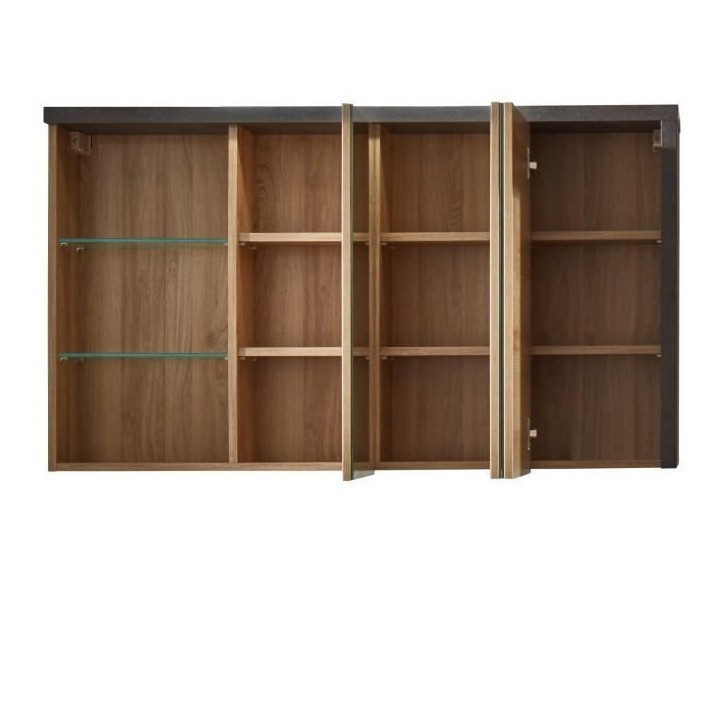 Ensemble meubles salle de bain vasque + colonne + miroir armoire - L186 x P53 x H198 cm - BAY