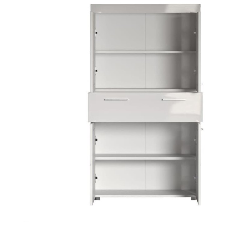 Meuble de salle de bain Colonne double - 4 portes + 1 tiroir - L73 x P31 x H130 cm - Blanc - AMANDA