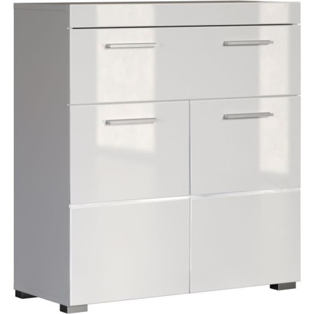 Meuble de salle de bain Rangement bas - 2 portes & 1 tiroir - Blanc -