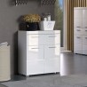 Meuble de salle de bain Rangement bas - 2 portes & 1 tiroir - Blanc -