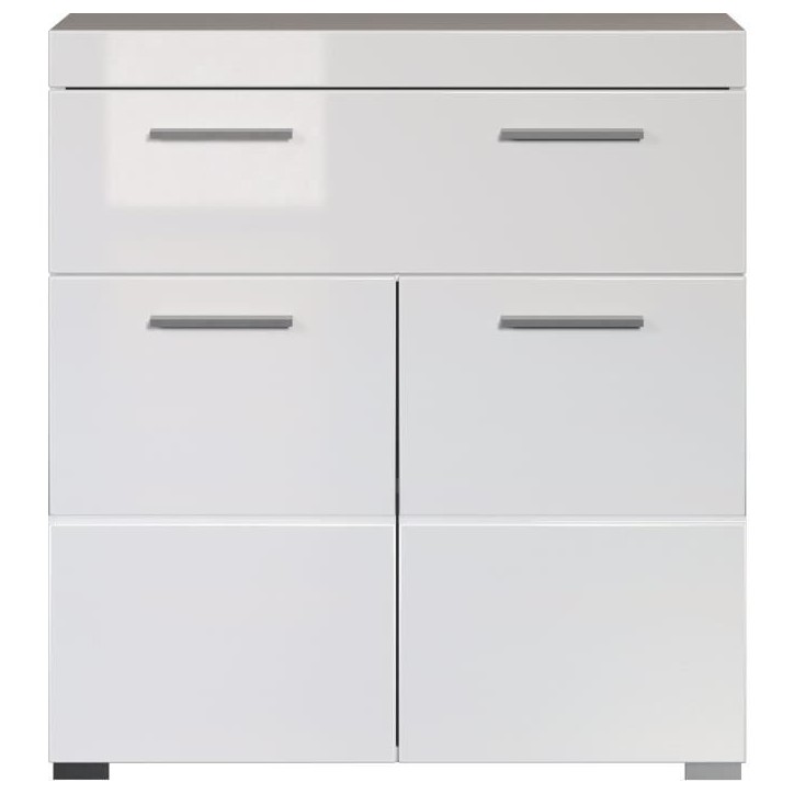 Meuble de salle de bain Rangement bas - 2 portes & 1 tiroir - Blanc - L 73 x P 31 x H 79 cm - AMANDA Meuble de salle de bain Rangement bas - 2 portes & 1 tiroir - Blanc - L 73 x P 31 x H 79 cm - AMANDA