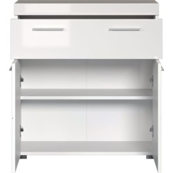 Meuble de salle de bain Rangement bas - 2 portes & 1 tiroir - Blanc -