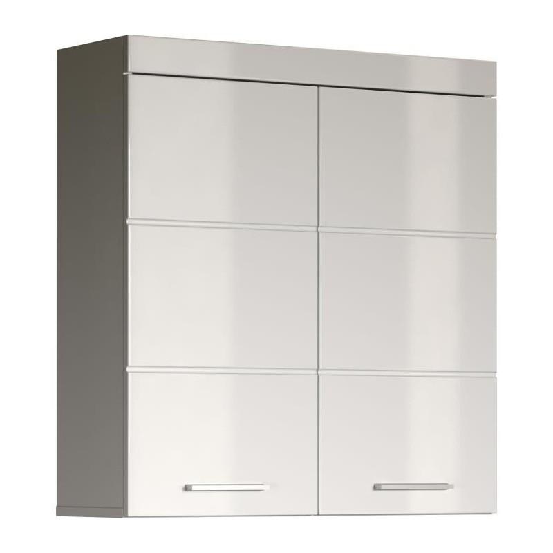 Meuble de salle de bain Rangement haut - 2 portes - Blanc - L 73 x P 2