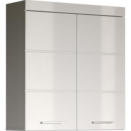 Meuble de salle de bain Rangement haut - 2 portes - Blanc - L 73 x P 2