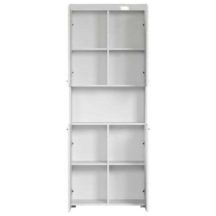 Meuble de salle de bain Colonne double - 4 portes + 1 niche - L73 x P31 x H190 cm - Blanc - AMANDA
