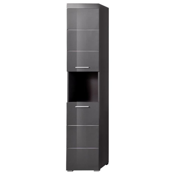 Colonne de salle de bain - 2 portes & 1 niche - Gris - L37 x P31 x H190 cm - AMANDA Colonne de salle de bain - 2 portes & 1 niche - Gris - L37 x P31 x H190 cm - AMANDA