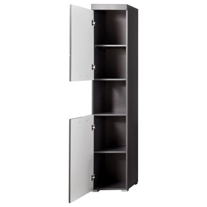 Colonne de salle de bain - 2 portes & 1 niche - Gris - L37 x P31 x H190 cm - AMANDA Colonne de salle de bain - 2 portes & 1 niche - Gris - L37 x P31 x H190 cm - AMANDA
