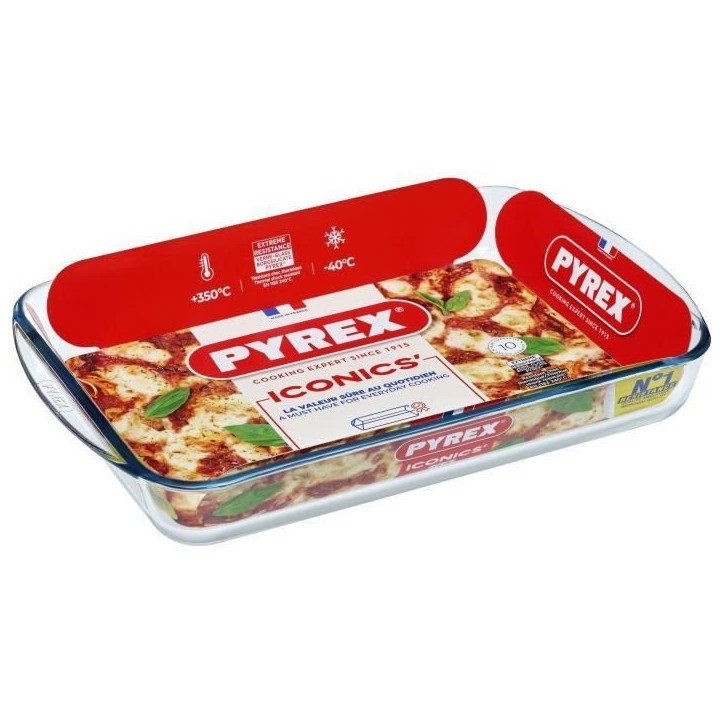 Plat a lasagnes - PYREX - 1450033 - Rectangulaire - En verre borosilicate - 40 x 27 cm