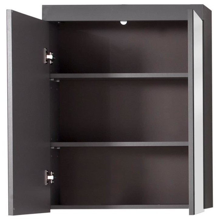Meuble de salle de bain - Armoire de toilette - Miroir - 2 portes - Gris - L60 x P17 x H77cm - AMANDA Meuble de salle de bain - Armoire de toilette - Miroir - 2 portes - Gris - L60 x P17 x H77cm - AMANDA