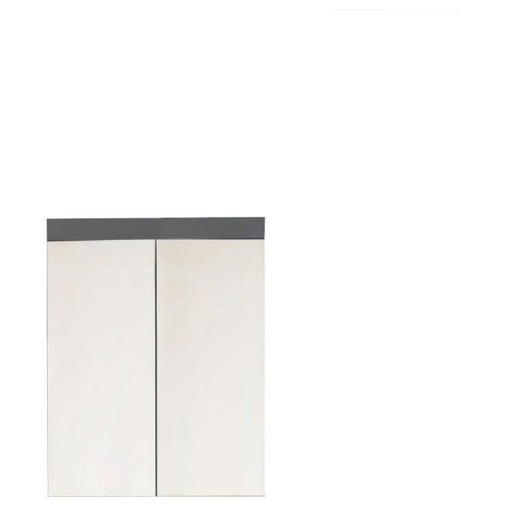 Meuble de salle de bain - Armoire de toilette - Miroir - 2 portes - Gris - L60 x P17 x H77cm - AMANDA Meuble de salle de bain - Armoire de toilette - Miroir - 2 portes - Gris - L60 x P17 x H77cm - AMANDA