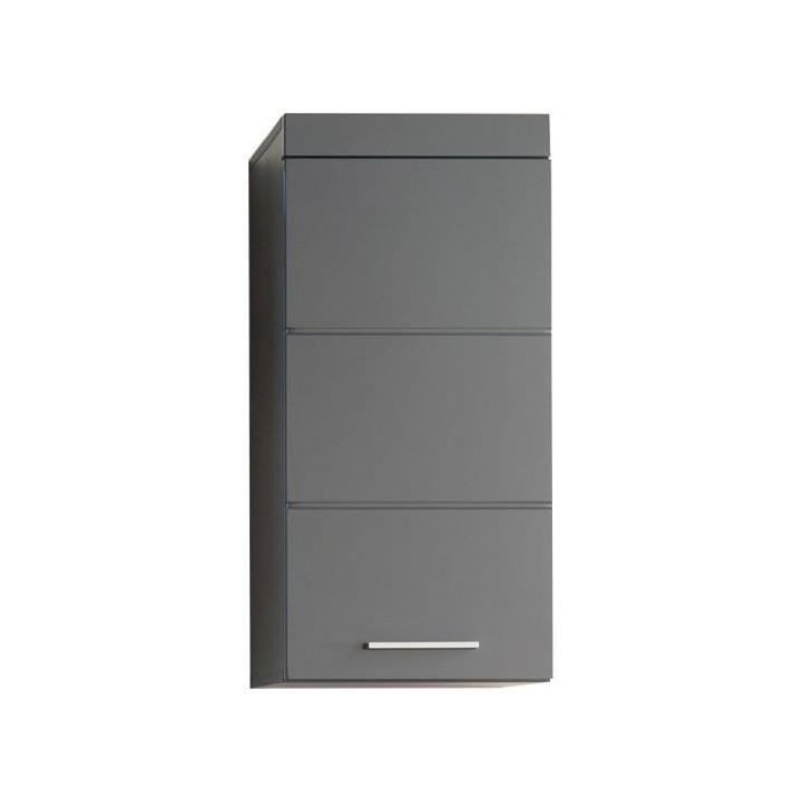 Meuble de salle de bain Rangement haut - 1 porte - Gris - L 37 x P 23 x H 77 cm - AMANDA Meuble de salle de bain Rangement haut - 1 porte - Gris - L 37 x P 23 x H 77 cm - AMANDA