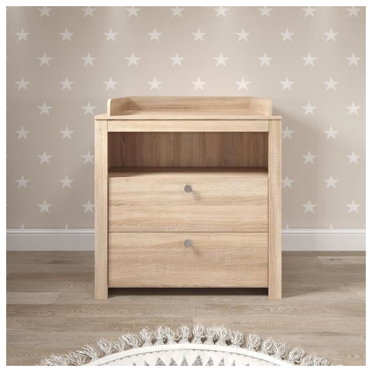 Chambre bébé Trio : Lit 70 x 140 cm + Commode a langer + Armoire OLIVIA - Chene - TREND TEAM