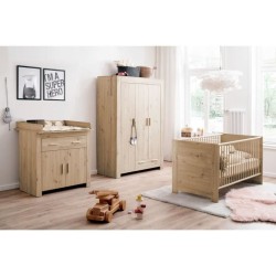 Chambre bébé Trio : Lit 70 x 140 cm + Commode a langer + Armoire AHO