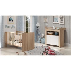 Chambre bébé duo PIA - Lit 70x140 cm + Commode a langer 2 portes - D