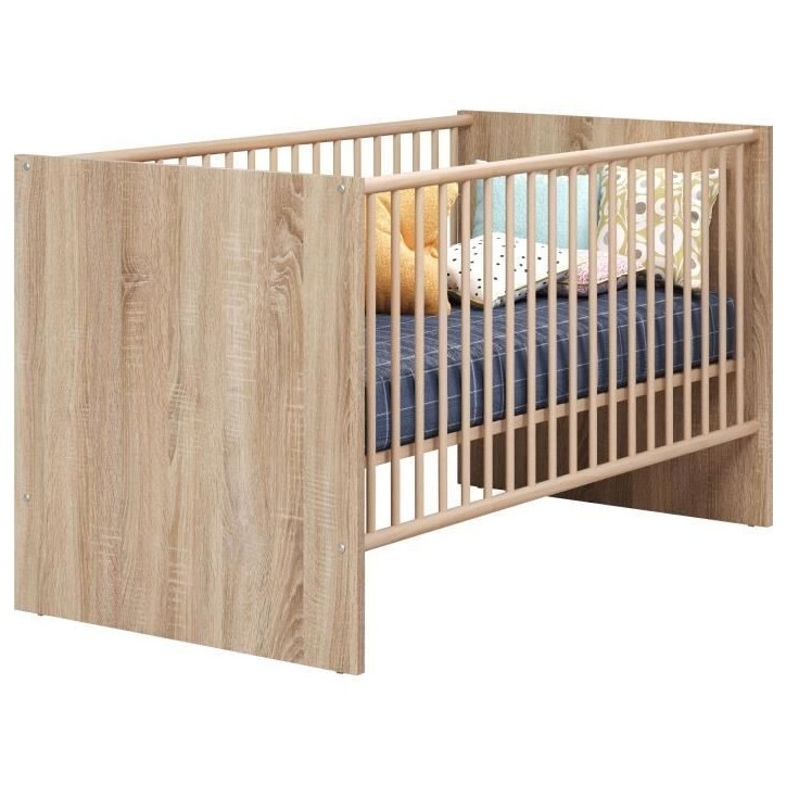 Chambre bébé duo NIKO - Lit 70x140 cm + Commode a langer 2 portes - Décor chene naturel - TRENDTEAM Chambre bébé duo NIKO - Lit 70x140 cm + Commode a langer 2 portes - Décor chene naturel - TRENDTEAM