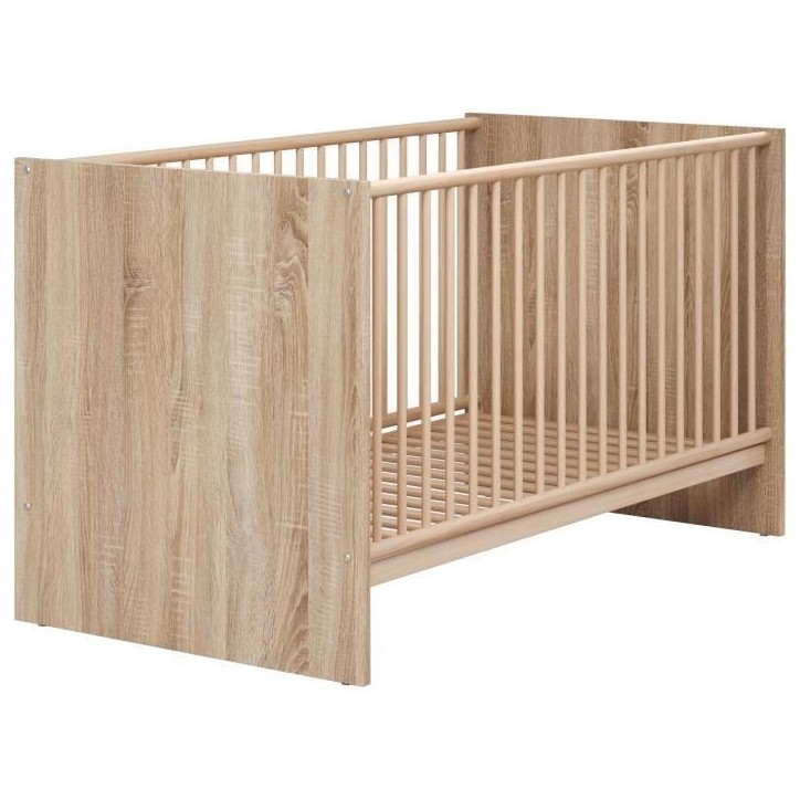 Chambre bébé trio NIKO - Lit 70x140 cm + Commode a langer 2 portes + Armoire 2 portes - Décor chene naturel - TRENDTEAM Chambre bébé trio NIKO - Lit 70x140 cm + Commode a langer 2 portes + Armoire 2 portes - Décor chene naturel - TRENDTEAM