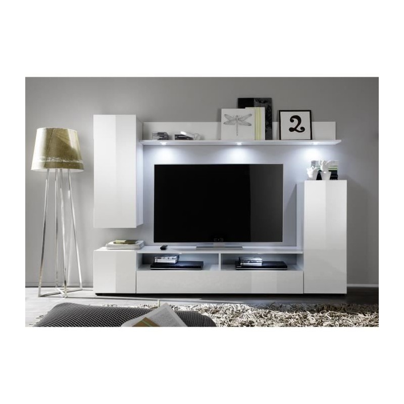 Ensemble meuble TV DOS - éclairage LED inclus - 3 Portes - Mélamine Ensemble meuble TV DOS - éclairage LED inclus - 3 Portes - Mélamine