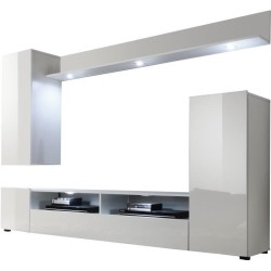 Ensemble meuble TV DOS - éclairage LED inclus - 3 Portes - Mélamine