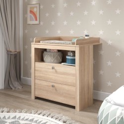Chambre bébé Duo : Lit 70 x 140 cm + Commode a langer OLIVIA - Chene