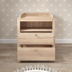 Chambre bébé Duo : Lit 70 x 140 cm + Commode a langer OLIVIA - Chene