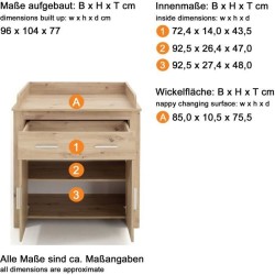 Chambre bébé Duo : Lit 70 x 140 cm + Commode a langer AHOI - Chene -